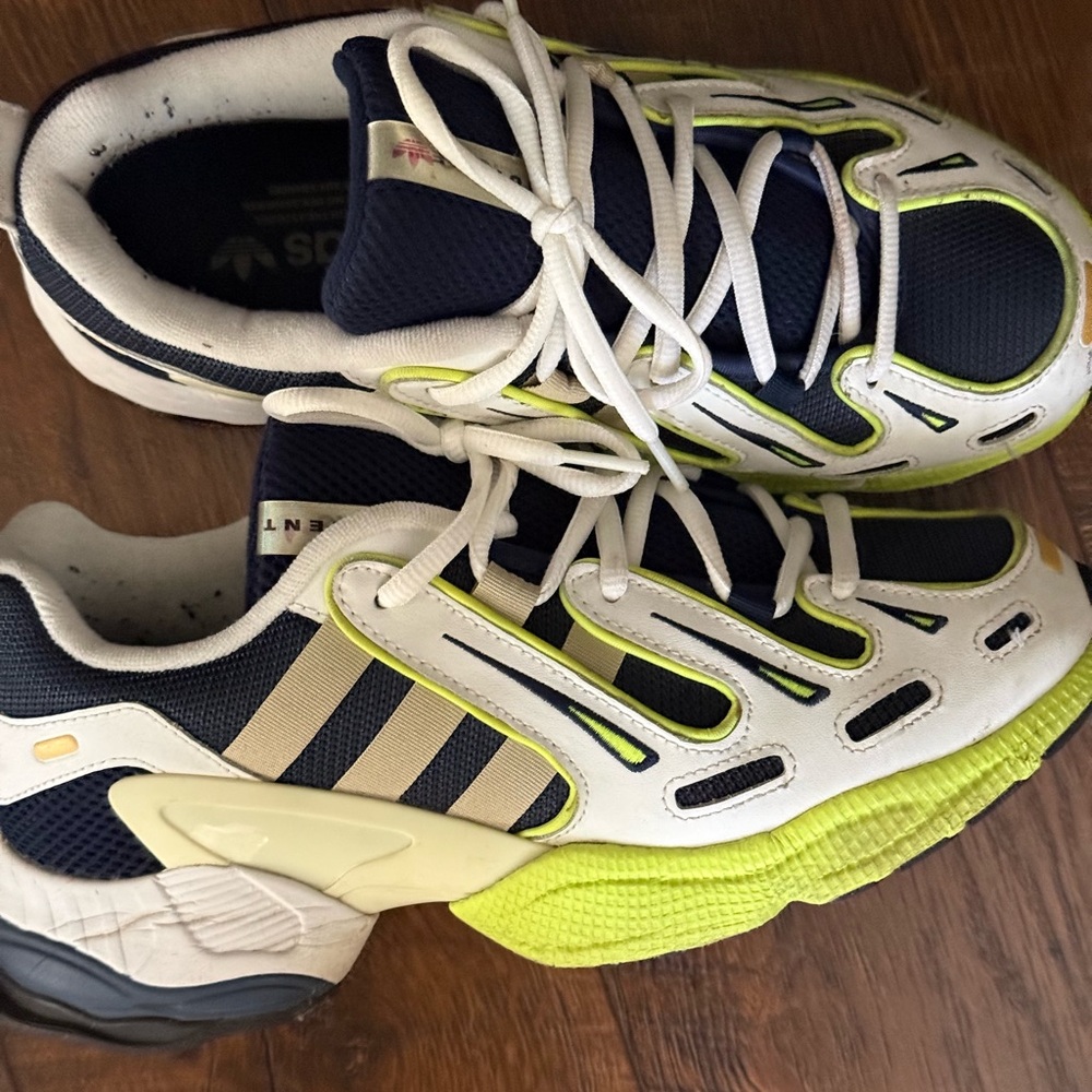 Adidas White and Lime Green Athletic Shoes